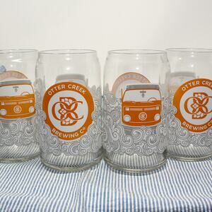 Otter Creek Brewing Vermont VW Van Craft Beer Can Pint Glasses Set 4 - 16 oz